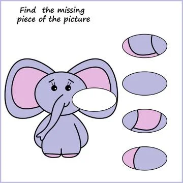 Visual logic puzzle: Find missing piece - Puzzle game for kids. Worksheet for Stock Illustration