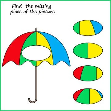 Visual logic puzzle: Find missing piece - Puzzle game for kids. Worksheet for Stock Illustration