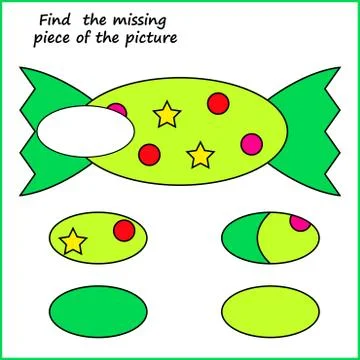Visual logic puzzle: Find missing piece - Puzzle game for kids. Worksheet for Stock Illustration