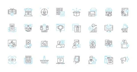 Visual message linear icons set. Graphical, Imagery, Communication, Perception Stock Illustration