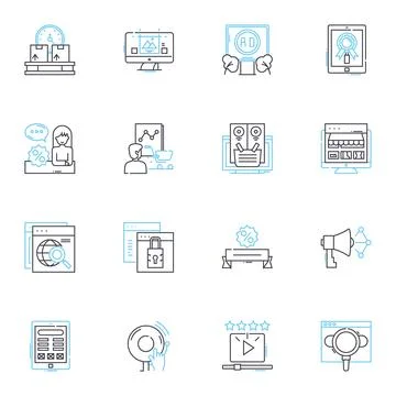 Visual message linear icons set. Graphical, Imagery, Communication, Perception Stock Illustration