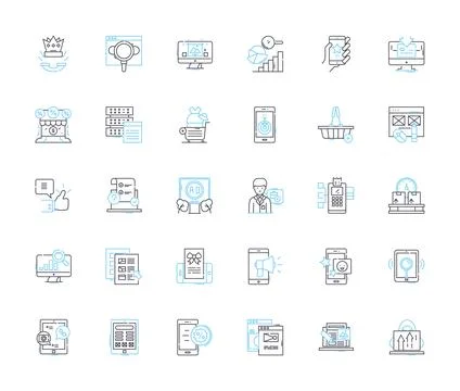 Visual message linear icons set. Graphical, Imagery, Communication, Perception Stock Illustration