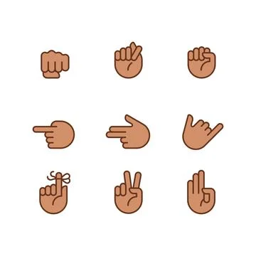 Visual messages by hands pixel perfect RGB color icons set イラスト素材
