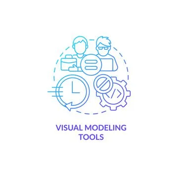 Visual modeling tools blue gradient concept icon 스톡 일러스트
