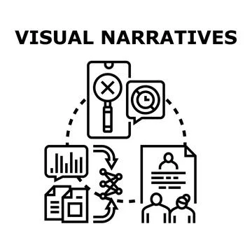 Visual narratives concept illustrating data analysis process Stock Illustration