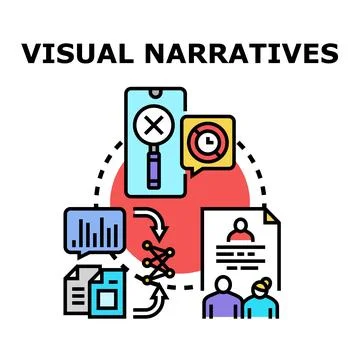 Visual narratives concept illustrating data analysis process Stock Illustration