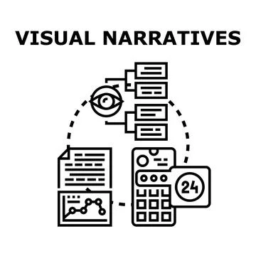 Visual narratives concept presenting content creation and storytelling Stock Illustration