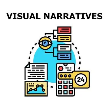 Visual narratives concept presenting content creation and storytelling Stock Illustration