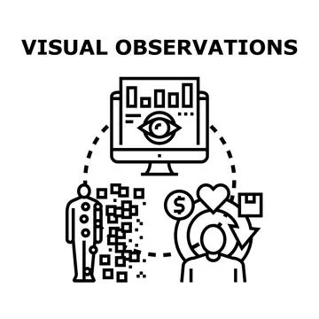 Visual observations analyzing customer data and user experience Stock Illustration