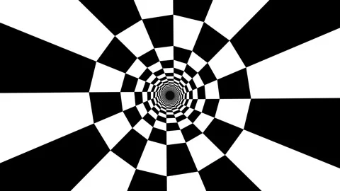 Visual pattern with black and white squares creating a tunnel effect Stock Footage 337064481