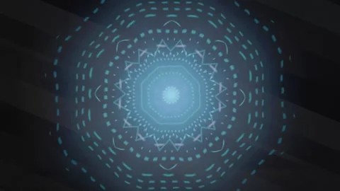 Visual pattern with circular shapes and blue light on dark background Stock Footage 337389051