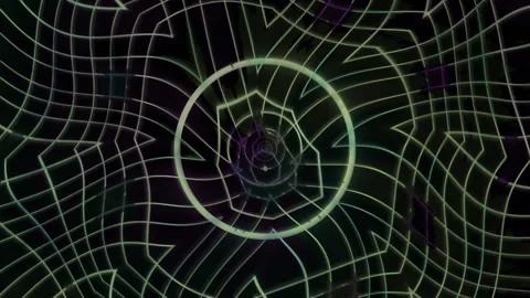 Visual patterns in dark background with green lines and Stock Footage 340007419