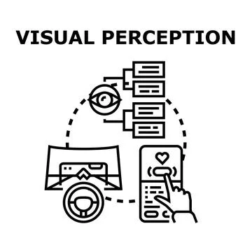Visual perception concept illustrating an eye processing information flow to  Stock Illustration