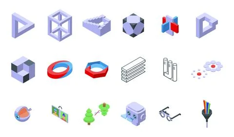 Visual perception icons set isometric vector. Future trendy Stock Illustration