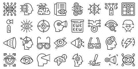 Visual perception icons set outline vector. Future trendy Stock Illustration