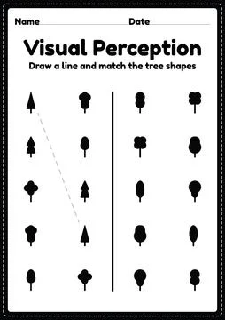 Visual perceptual activity skills shapes worksheet for preschool kids Stock Illustration