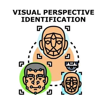 Visual perspective identification tracking biometric face recognition Stock Illustration