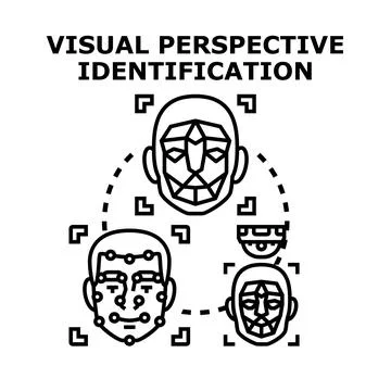 Visual perspective identification tracking biometric face recognition Stock Illustration