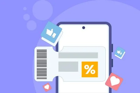 Visual promo code concept. Discount ticket with coupon icon. Stock Illustration