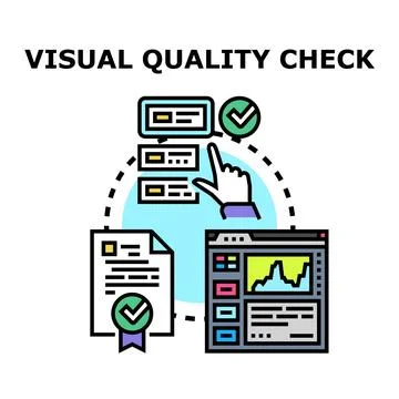 Visual quality check process ensuring product services 스톡 일러스트