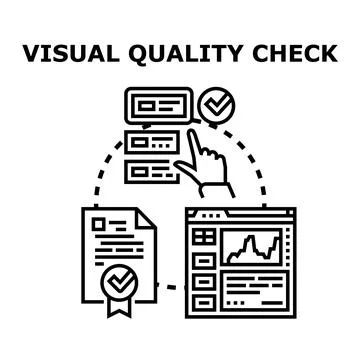 Visual quality check process ensuring product services Illustrazione stock