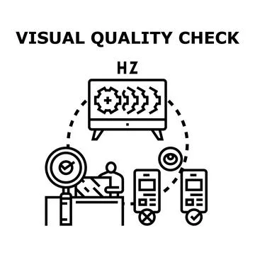 Visual quality check process evaluating product standards 스톡 일러스트