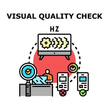 Visual quality check process evaluating product standards Stock Illustration