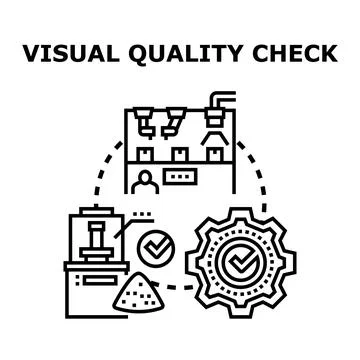 Visual quality check process on manufacturing production line Stock Illustration