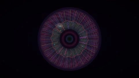 Visual representation of abstract lines and circles in dark background Stock Footage 337064301