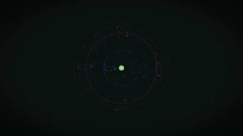 Visual representation of abstract orbiting shapes with glowing center Stock Footage 337378756
