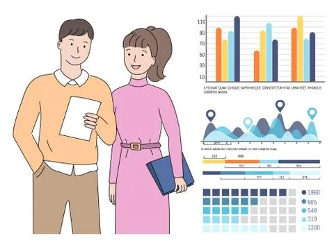 Visual Representation and People Working in Team イラスト素材