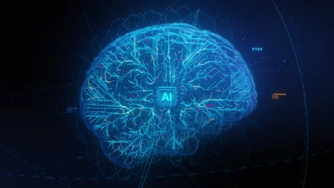 Visual Representation of Artificial Intelligence Brain with CuttingEdge Elements Stock Footage 302842709