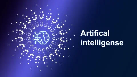 Visual representation of artificial intelligence with glowing patterns and Stock Illustration