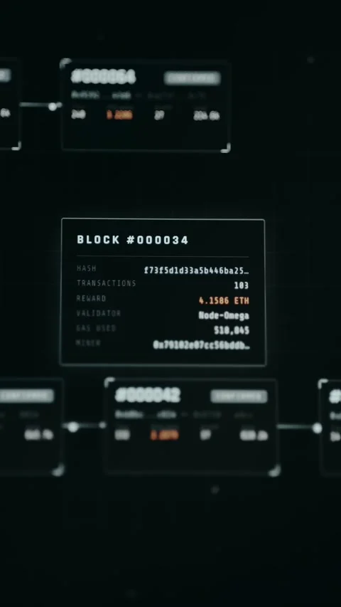 Visual representation of a blockchain data structure, hash, number of Stock Footage 332893692