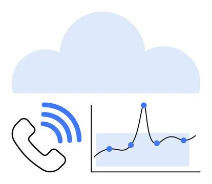 Visual Representation of Cloud-Based Communication and Data Analytics Stock Illustration