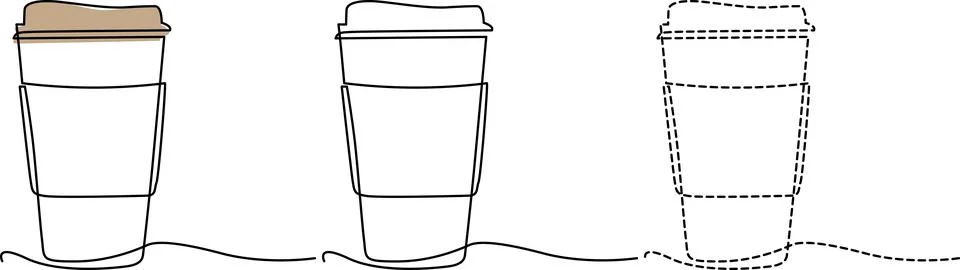 Visual representation of coffee cup size comparison and cross-sectional vie.. Stock Illustration
