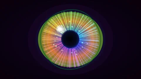 Visual representation of a colorful eye with radial patterns Stock Footage 337232353