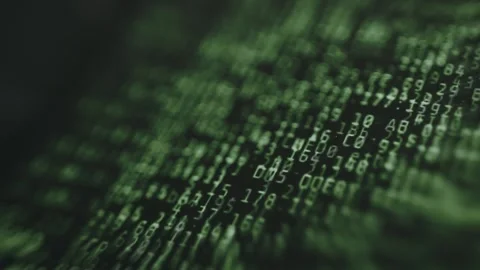 Visual representation of computer code, hexadecimal code displayed in green text Video stock 335461206