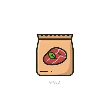 Visual representation concept of greed involving food with meat illustratio.. Stock Illustration
