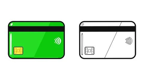 A visual representation of credit cards, one green and one black and white .. Stock Illustration