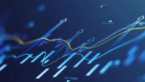 Visual representation of currency trends and dollar value movements in Stock Photos
