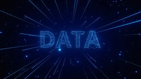 Visual Representation of Data Particles Streaming in a Digital Background Stock Illustration