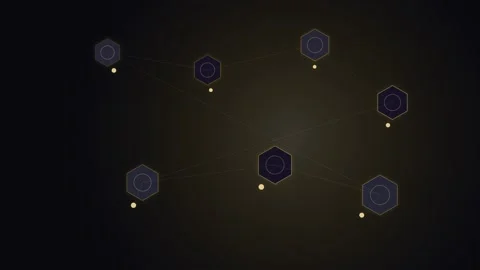 Visual representation of digital connections with hexagons and circles Stock Footage 337073437