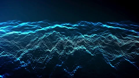 Visual representation of digital data waves on a dark background. Stock Footage 334023518