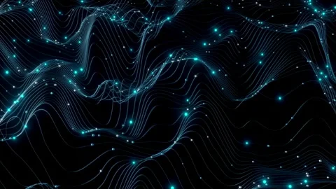 Visual representation of digital data waves on a dark background. 스톡 동영상 334026589
