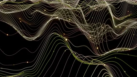 Visual representation of digital data waves on a dark background. Stock Footage 334026799
