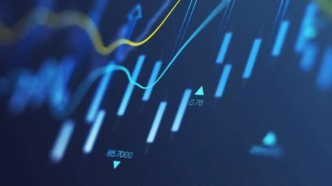 Visual representation of dollar currency values on a trading chart showing Stock Illustration