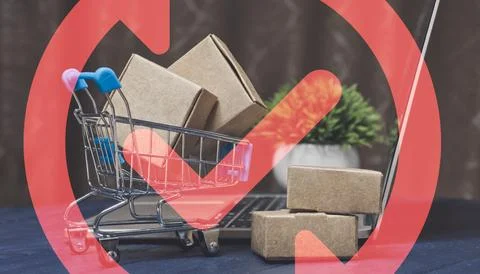 A Visual Representation of E-commerce Obstacles, Rejections, and Consumer Fru Stock Photos