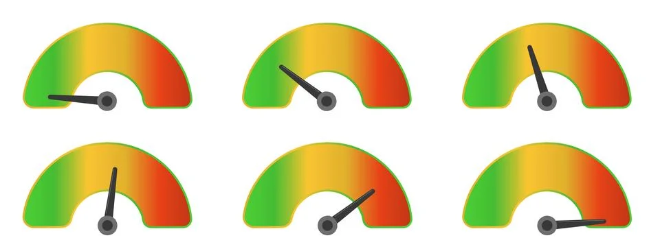 Visual representation of gauges indicating different metrics. Stock Illustration
