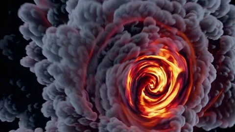 Visual representation of an intense swirling vortex of fire and smoke captured i Stock Footage 297458467